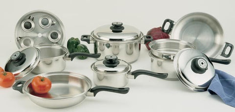 17pc Stainless Steel Waterless Cookware Set 